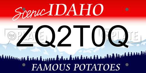 ZQ2T0Q Idaho License Plate