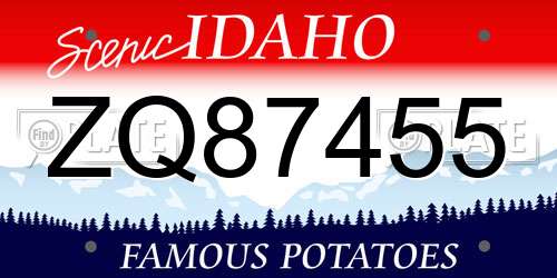 ZQ87455 Idaho License Plate