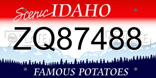ZQ87488 Idaho License Plate