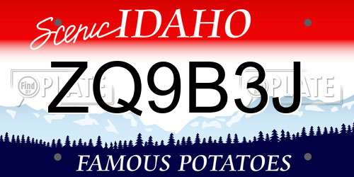 ZQ9B3J Idaho License Plate