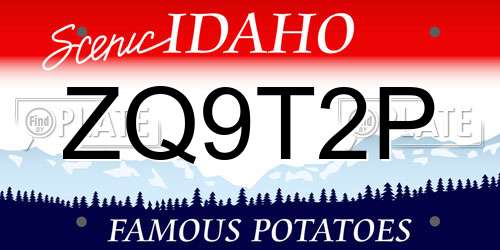 ZQ9T2P Idaho License Plate