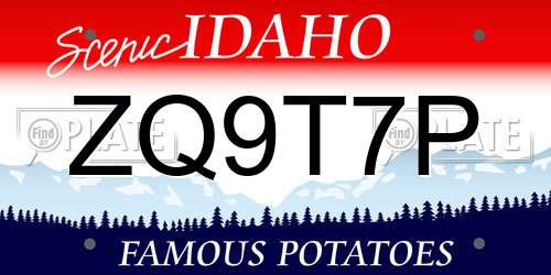 ZQ9T7P Idaho License Plate
