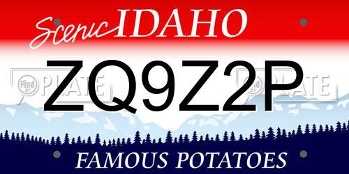 ZQ9Z2P Idaho License Plate