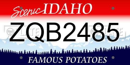 ZQB2485 Idaho License Plate