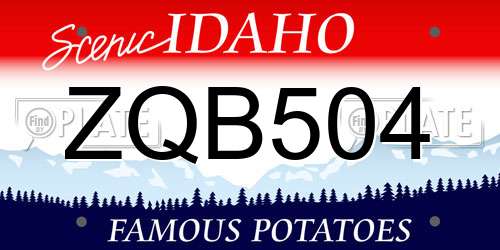 ZQB504 Idaho License Plate