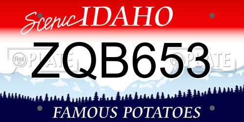 ZQB653 Idaho License Plate