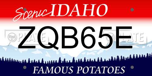 ZQB65E Idaho License Plate
