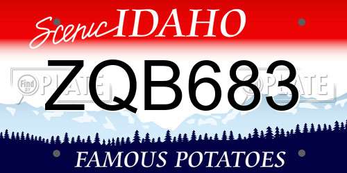ZQB683 Idaho License Plate