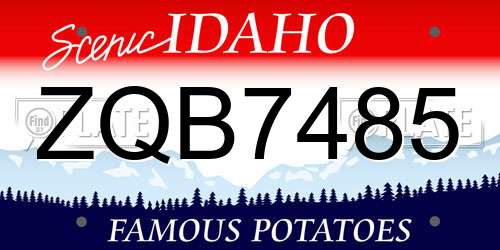 ZQB7485 Idaho License Plate