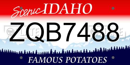 ZQB7488 Idaho License Plate