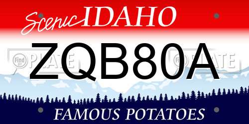 ZQB80A Idaho License Plate
