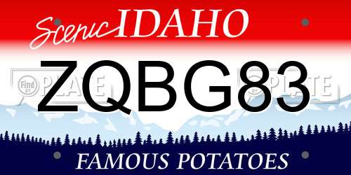 ZQBG83 Idaho License Plate