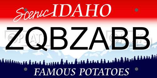 ZQBZABB Idaho License Plate
