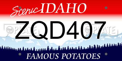 ZQD407 Idaho License Plate