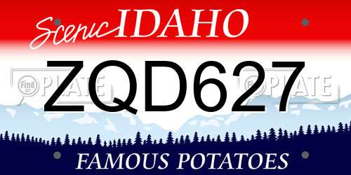 ZQD627 Idaho License Plate