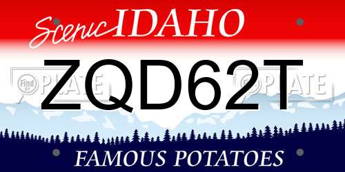 ZQD62T Idaho License Plate