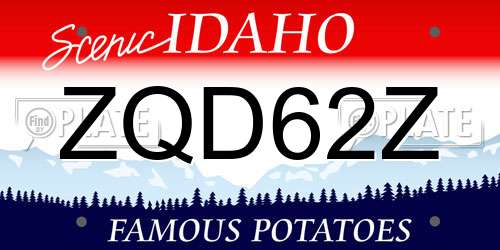 ZQD62Z Idaho License Plate