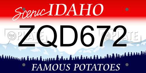 ZQD672 Idaho License Plate
