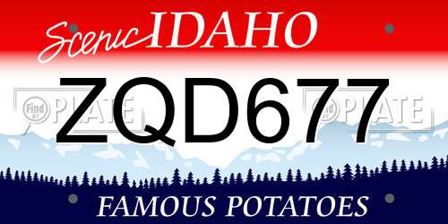 ZQD677 Idaho License Plate