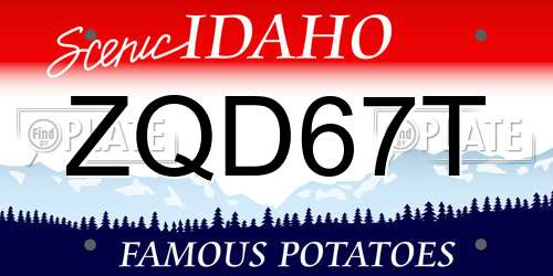 ZQD67T Idaho License Plate