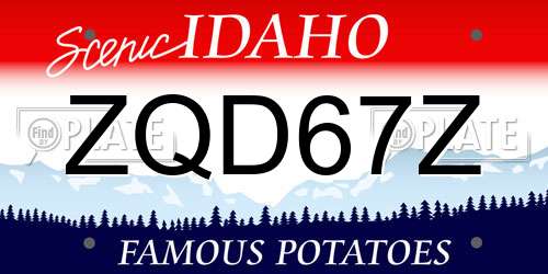 ZQD67Z Idaho License Plate