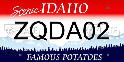 ZQDA02 Idaho License Plate