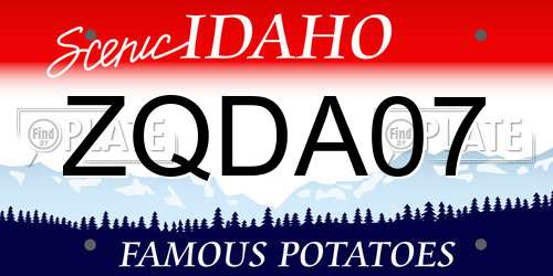 ZQDA07 Idaho License Plate