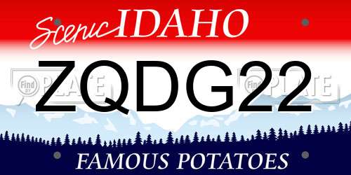 ZQDG22 Idaho License Plate