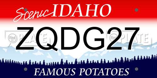 ZQDG27 Idaho License Plate