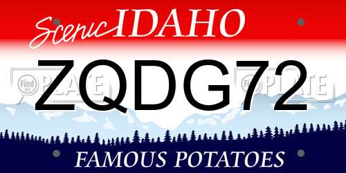 ZQDG72 Idaho License Plate