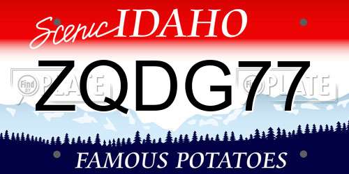 ZQDG77 Idaho License Plate