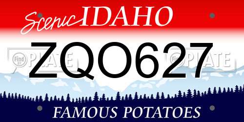 ZQO627 Idaho License Plate