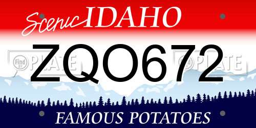 ZQO672 Idaho License Plate