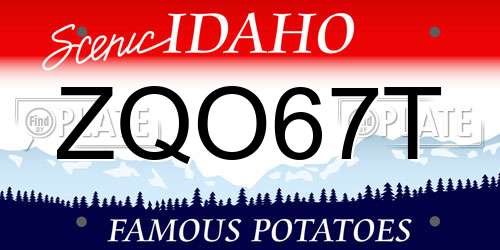ZQO67T Idaho License Plate