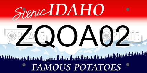 ZQOA02 Idaho License Plate