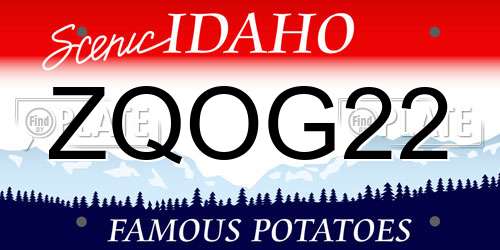 ZQOG22 Idaho License Plate