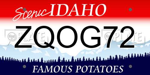 ZQOG72 Idaho License Plate