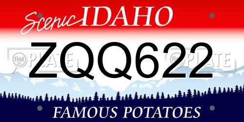 ZQQ622 Idaho License Plate
