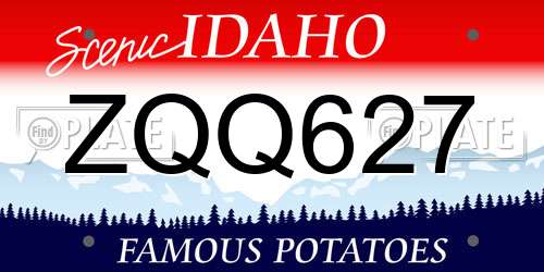 ZQQ627 Idaho License Plate