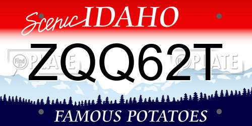 ZQQ62T Idaho License Plate