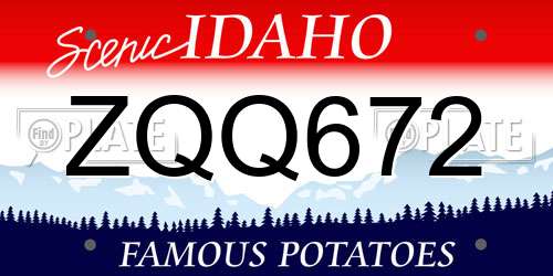 ZQQ672 Idaho License Plate