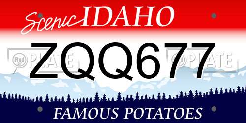 ZQQ677 Idaho License Plate