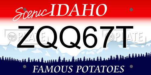 ZQQ67T Idaho License Plate