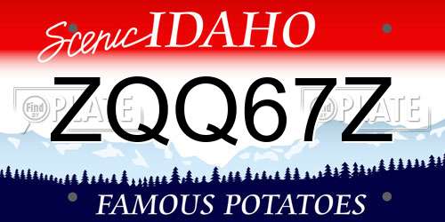 ZQQ67Z Idaho License Plate