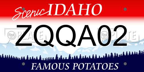 ZQQA02 Idaho License Plate