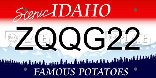 ZQQG22 Idaho License Plate