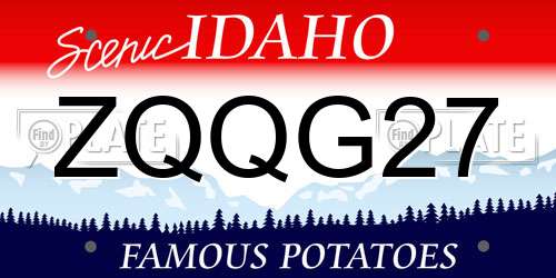 ZQQG27 Idaho License Plate