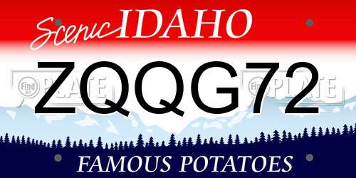 ZQQG72 Idaho License Plate