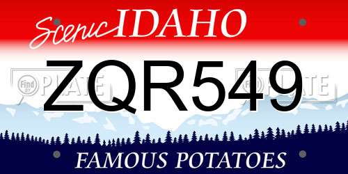 ZQR549 Idaho License Plate