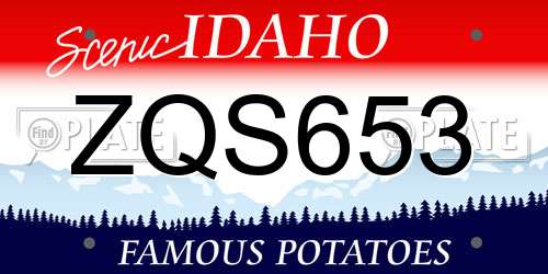 ZQS653 Idaho License Plate
